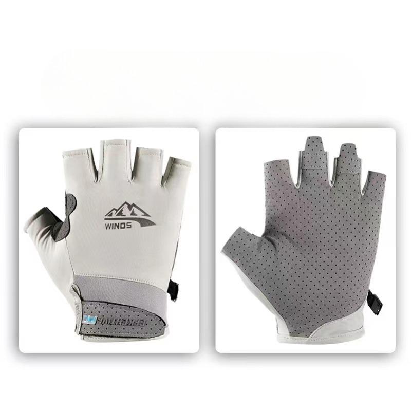 Summer Ice Silk Sunscreen Gloves Outdoor Sports Half Finger Thin Breathable Men and Women Non Slip Cycling Full Finger Exposed Finger Fishing