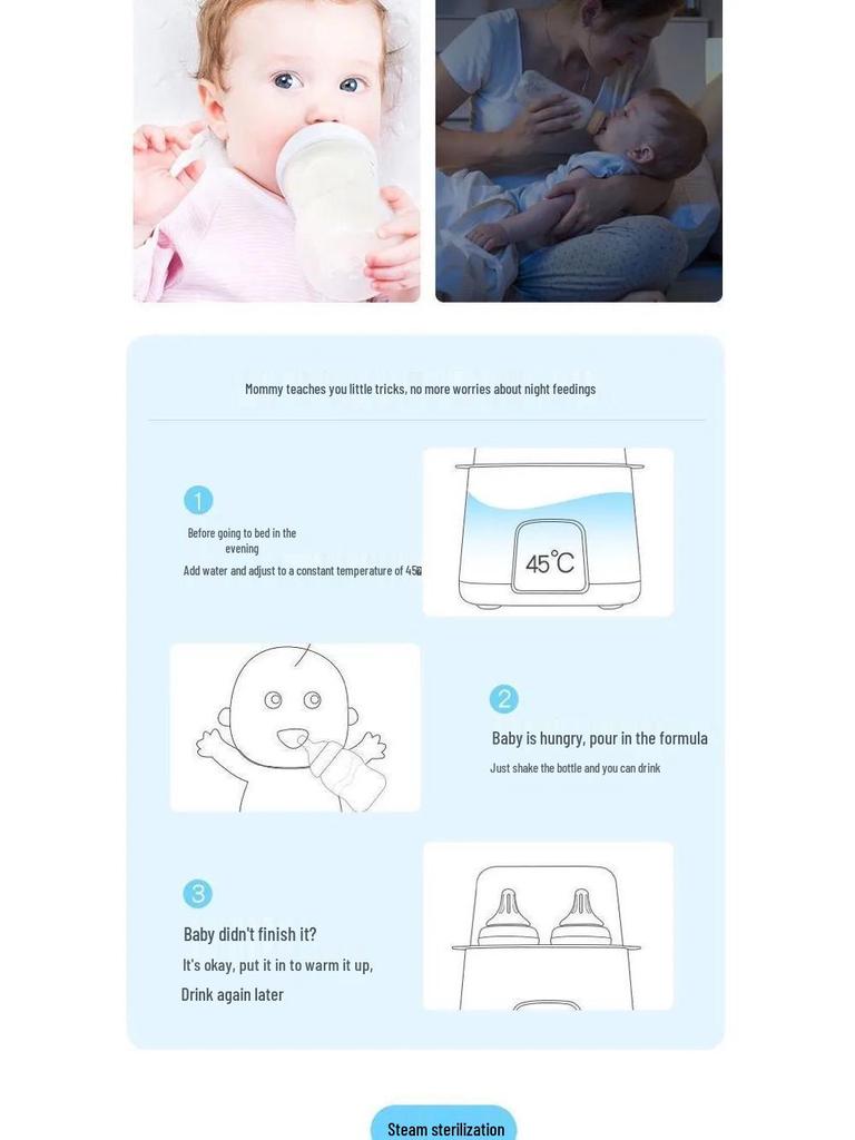 2-in-1 Baby Bottle and Milk Warmer with Thermostat and Sterilizer