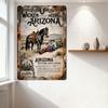 Vintage Wickenburg Arizona Metal Tin Sign Western Cowboy Horse Desert Art for Man Cave Bar Home Decor
