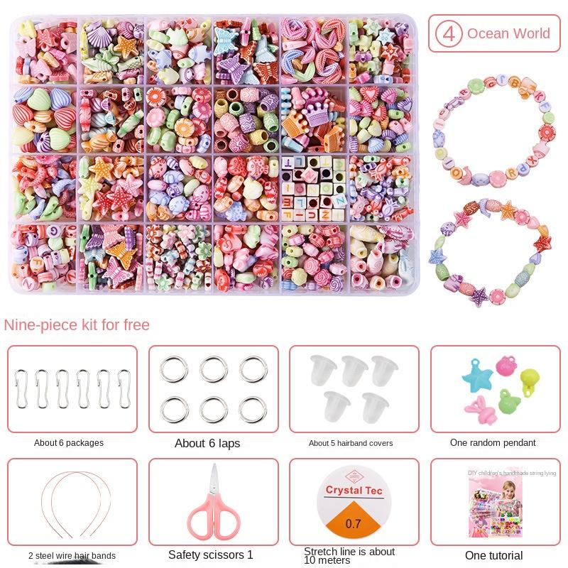 Children's Handmade Beaded Girls Wear Beads Educational Toys Diy Jewelry Bracelet Necklace Jewelry Around Beads Beads Set