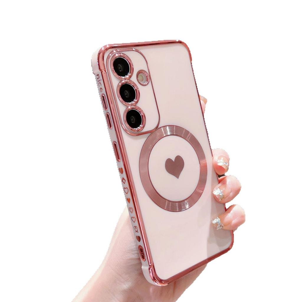 Suitable for Samsung S25ULTRA Magnetic Plating Love Mobile Phone Case S23 Silicone All Inclusive S24 Protective Case