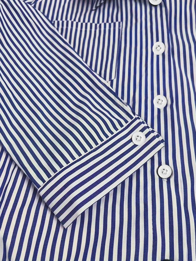 Classic European & American Women's Striped Long Sleeve Casual Top