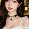 High-End Dark Metal Pentagram Leather Choker Necklace for Women