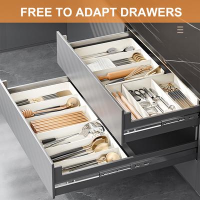 Kitchen Tableware Drawer Organizer Expandable Kitchen Cutlery Tray Adjustable Silverware Flatware Holder for Spoons Forks Knives