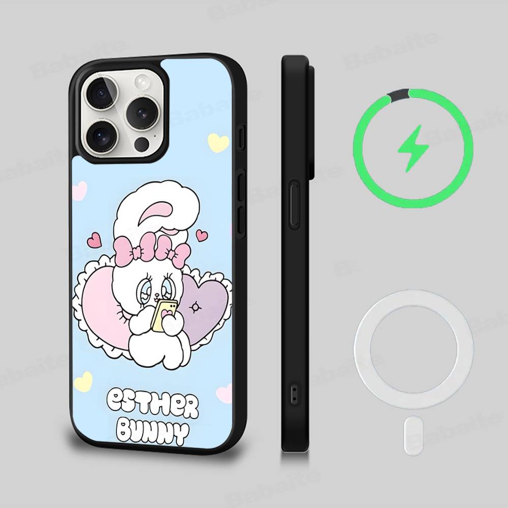 Cute Cartoon Esthers Bunny Magnetic Wireless Phone Case For IPhone 17 16 15 14 Plus 13 12 11 Pro Max