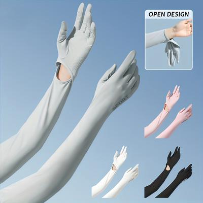 Unisex Ice Silk Sun Protection Arm Sleeves with Gloves  UPF 50 Breathable Cooling Cover