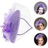 UPKOCH Wedding Decorative Hat with Floral Mesh Bridal Headpiece Purple for Women Special Occasion Tea Party Hair Accessory