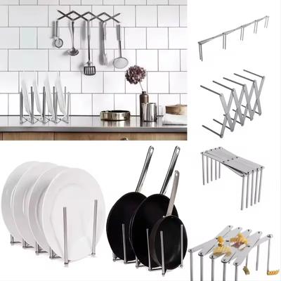 1pc Pan Lid Organizer Cabinet Door Pot Plates Dishes Rack Holder Reusable Containers Shelf for Serving Trays Dish Plate