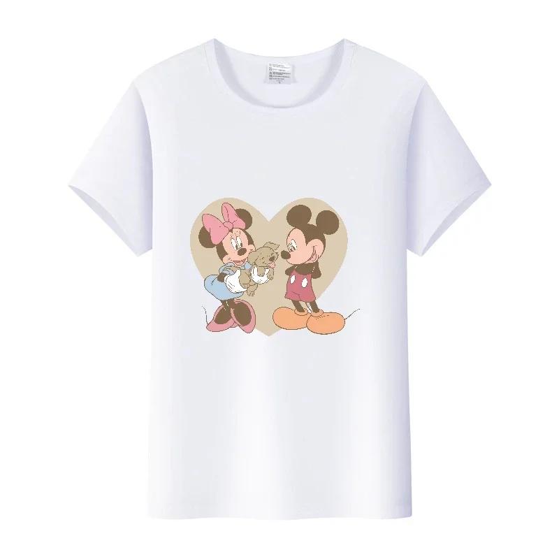 Fashion Disney Cartoon Men Tshirt Female Tops Summer Women Short Sleeve T-shirt Gothic Tee Ladies Mickey Mouse Graphic Clothes