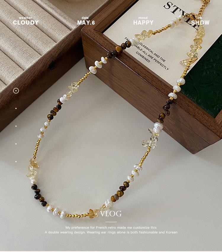 Baroque Pearl & Jade Beaded Clavicle Necklace: Vintage Crystal Sweater Chain for Women
