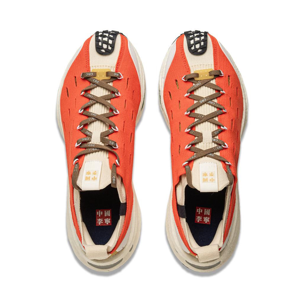 Li Ning Trend Series Fly Electric CRC Shock Absorbing Wear Resistant Low Top Casual Running Shoes Unisex Sneaker Orange White AZGU043-4