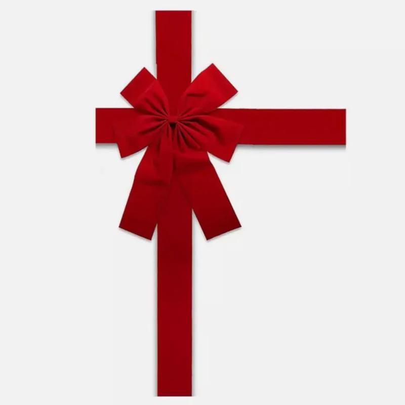 Christmas Hanging Door Bow Ribbon Big Red Bows for Wedding Xmas Holiday Front Door Party Home DIY Decorations Gift Wrapping