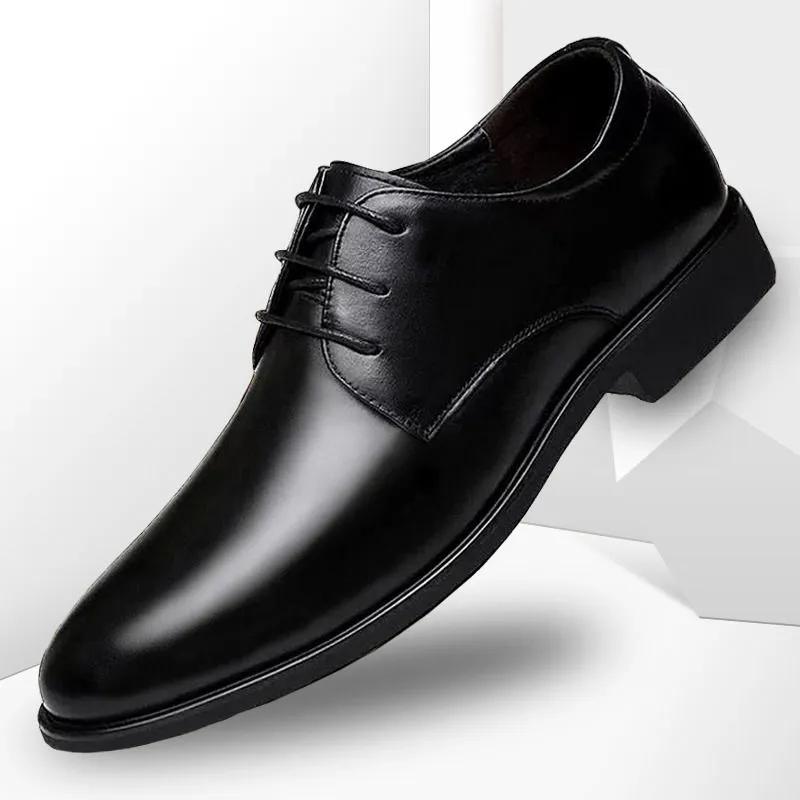 Men's Spring Pointed-toe Shoes Youth British Leather Shoes Formal Business Shoes Slip On Casual Shoes