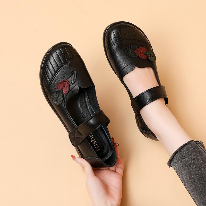 Soft Sole Soft Surface Middle-aged and Elderly Mother Shoes Microfiber Women's Shoes Spring and Summer Comfortable Flat Bottom Not Tired Feet Single S