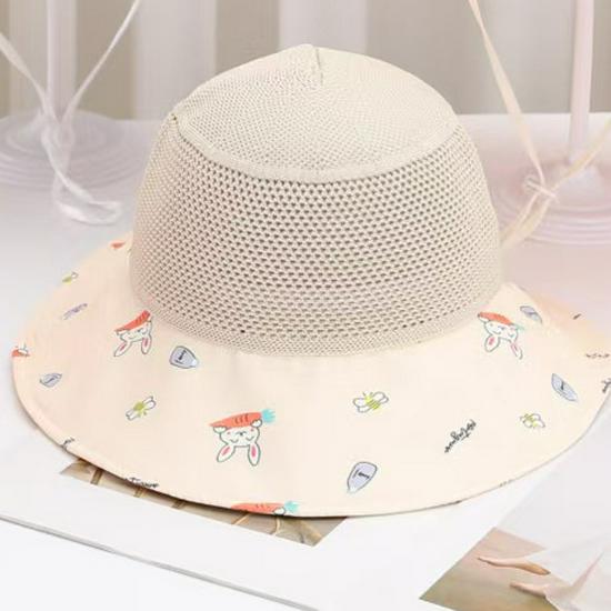 

Summer Wide Brim Mesh Top Sun Hat for Kids - Cartoon Design M (50-52cm Adjustable)