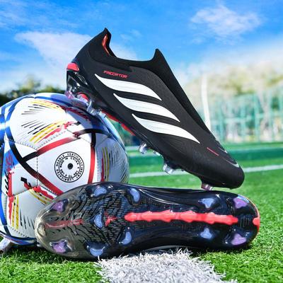 Herrars Flyknit Låga Fotbollsskor Utan Snörning med Långa Klossar för Konstgräs