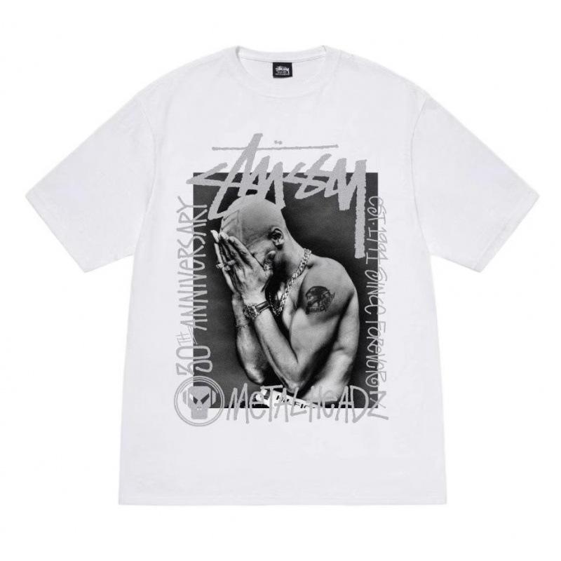 Summer New Heavy Cotton Trendy Brand Classic Basic T-shirt High-end Loose Men's and Women's Printed Short-sleeved Top