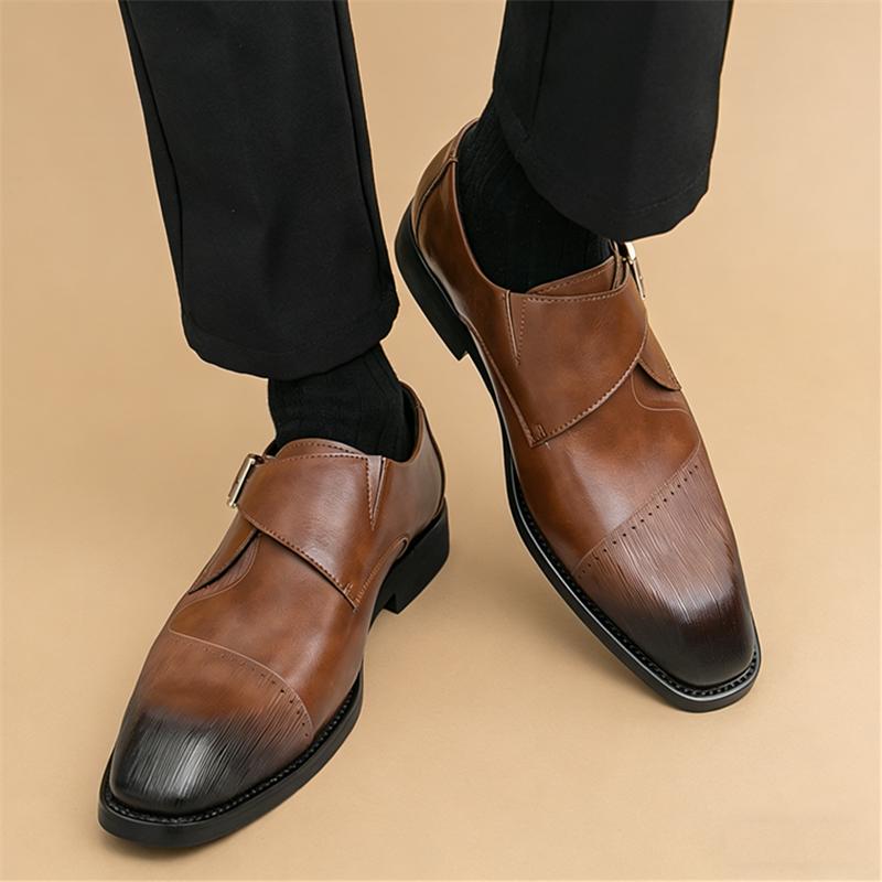Britain Gentleman Pointed Business Leather Shoes For Men Monk Strap Loafers Designer Formal Wedding Dress Homecoming Footwear