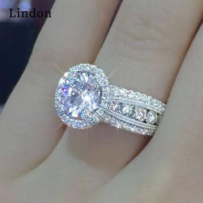 Lindon Classic Ring For Women With Round Shape Zircon Wedding Party Gift  Size 6-10
