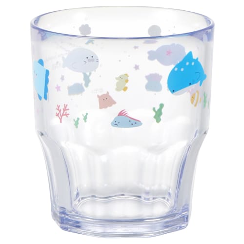 OSK Round Eye Aquarium Plastic Cup, Blue, 300ml, Made in Japan, Dishwasher Safe, Stylish, Cute, Antibacterial, Shatter-Resistant, Unisex, for Children