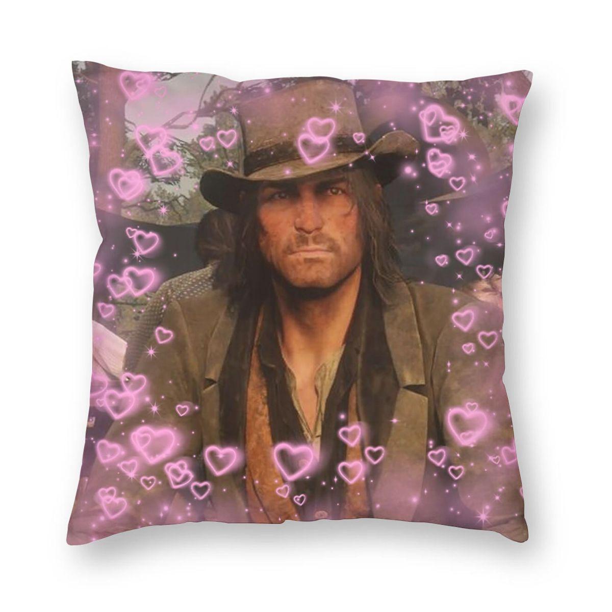 John Marston Hearts Pillowcase Polyester Linen Velvet Creative Zip Decorative Sofa Cushion Cover Peach skin 18*18(CM)-1Pcs