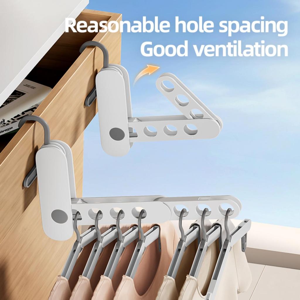 Travel Folding Clothes Hanger 7 Hole Portable Drying Rack for Hotel Business Trip Clothing Organizer