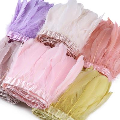 1Meter Pink Goose Feathers Trim 15-20Cm For Wedding Dress Decoration Sewing Crafts Feather Lamp Material Plume Ribbon