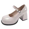 Plateau Dicke Hohe Absätze Damen Mary Jane Schuhe Mode Party Kleidschuhe Damen Outdoor Leder Pumps