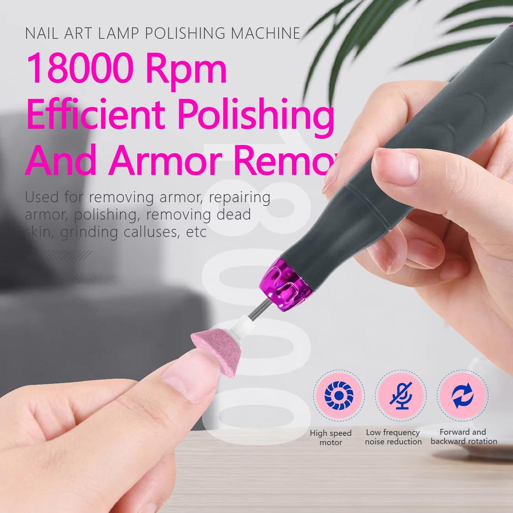 A3 Nail Drill Machine 18 000 RPM USB, 12 Bits Manicure/Pedicure Tool, Dead-Skin Callus Remover, Adjustable Speed For Home/Salon