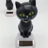 Decoration Solar Powered Black Solar Toy Doll Dancing Cat Figure Bobble Head Doll Shaking Head Cat
