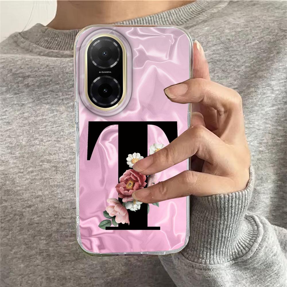 A-Z Black Letter Peony Flower  Shockproof Phone Case For Xiaomi Redmi A5 A3 A4 A1 A2 9A 9C 9 10 Silicone Couple Shell Back Cover