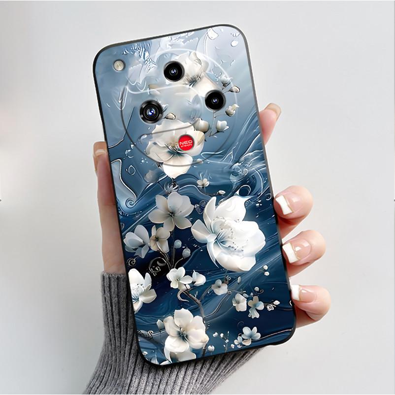 Coque Motif Imprimé Pour ZTE Nubia Focus 2 5G Coque Arrière Silicone Souple Noire Coque Mignonne Fleur Cartoon