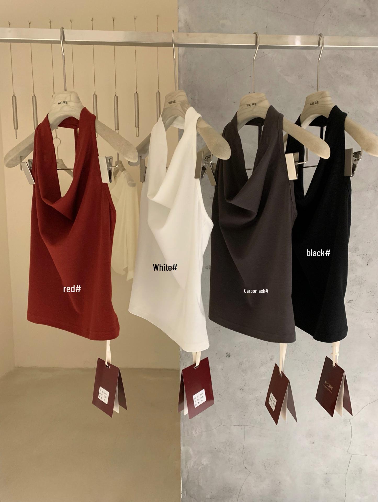 

Spring/Summer New Arrival: Women s Slim Fit Sleeveless Halter Camisole Top with Swing Neck - Trendy Design WGWE8869 Medium чёрный