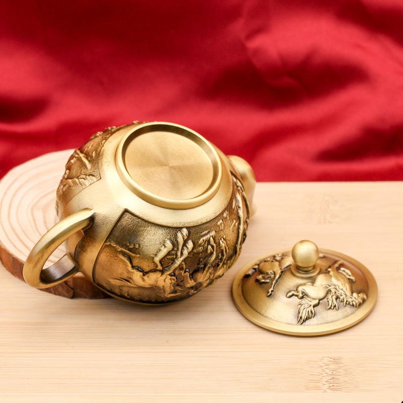 Chinesische Vintage Kupfer Teekanne Wasserkessel Kung Fu Teekanne Hitzebeständig Gesundheit Erhalten Teekessel Teegeschirr