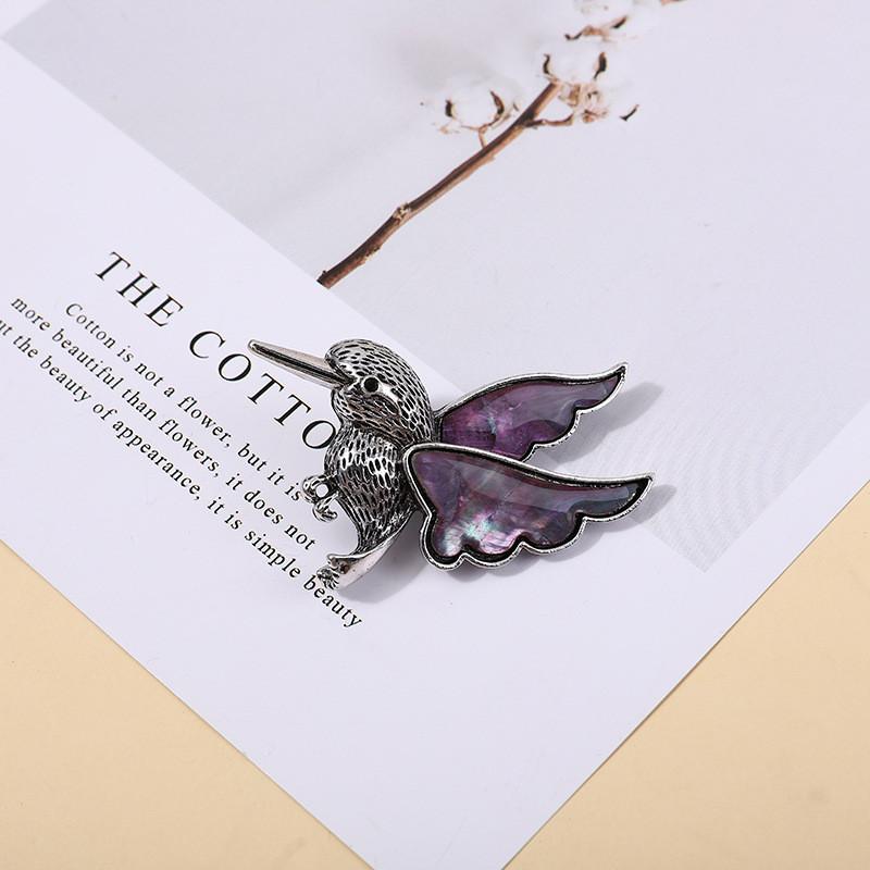 Animal Shell Bird Brooch Pin With Alloy Embedding For Fashion Accessory