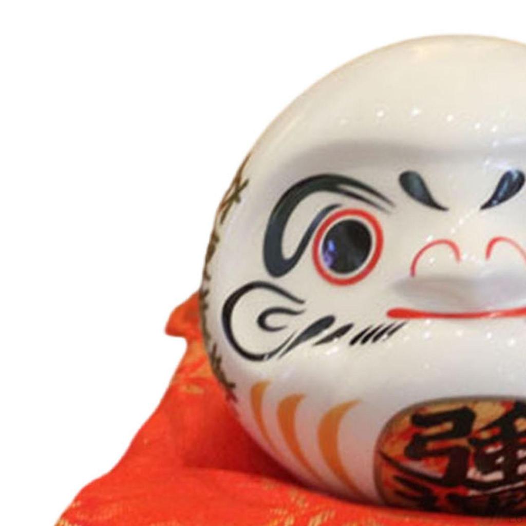 Ceramic Daruma Piggy Bank Desktop Decor Doll Japanese Figurine Saving Pot for Cafe