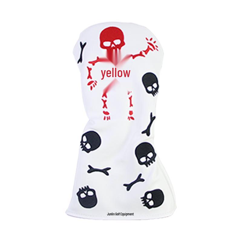 Skull Embroidered Golf Wood Headcover with Rotating Number Tag (1/3/5/UT)