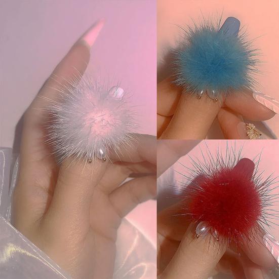 

Detachable Nail Faux Fur Ball DIY with Faux Pearl Pendant 3D Nail Art Decoration Balls Pom