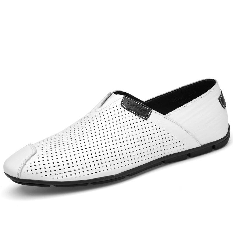 Men s Handmade Cowhide Slip-on Loafers - Spring/Summer Casual Large Size Leather Shoes 39