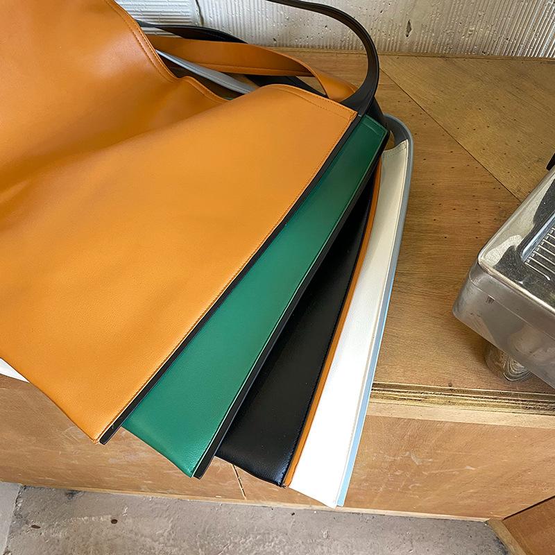 Original Minimalist Large Bag Green Shoulder Bag Summer Large Capacity Niche Contrast Wide Shoulder Strap Square Tote Bag for Women
