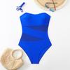 Damen Monokini Unifarbene Mesh-Einsätze Figurbetont Sexy Einteiler Badeanzug Strandmode