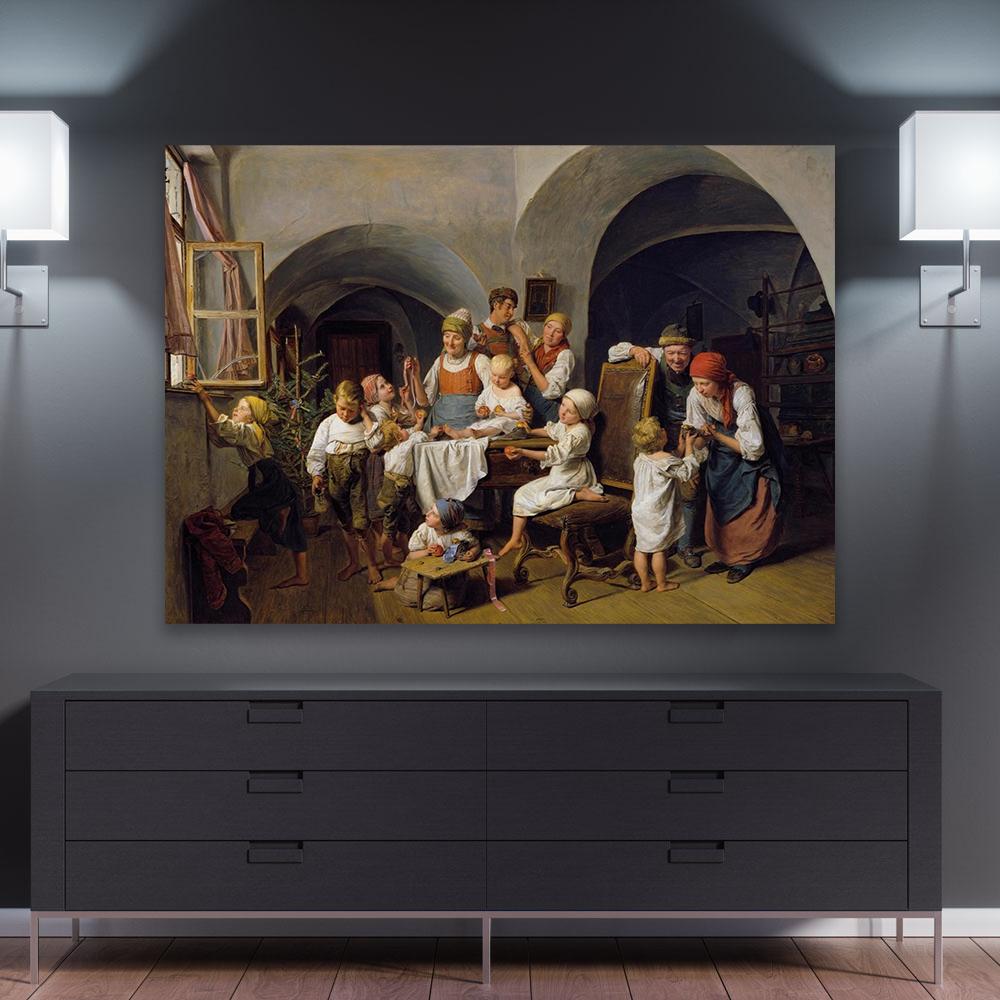 Pieter de Hooch A Dutch Courtyard Famous Poster Oil Painting Print Christmas Morning Ferdinand Georg Waldmüller Canvas Painting