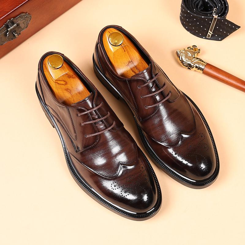 Golden Sapling High Quality Brogues Business Shoes Men Retro Korean Style Leather Oxfords Thick Soles Man Party Dress Shoe Male