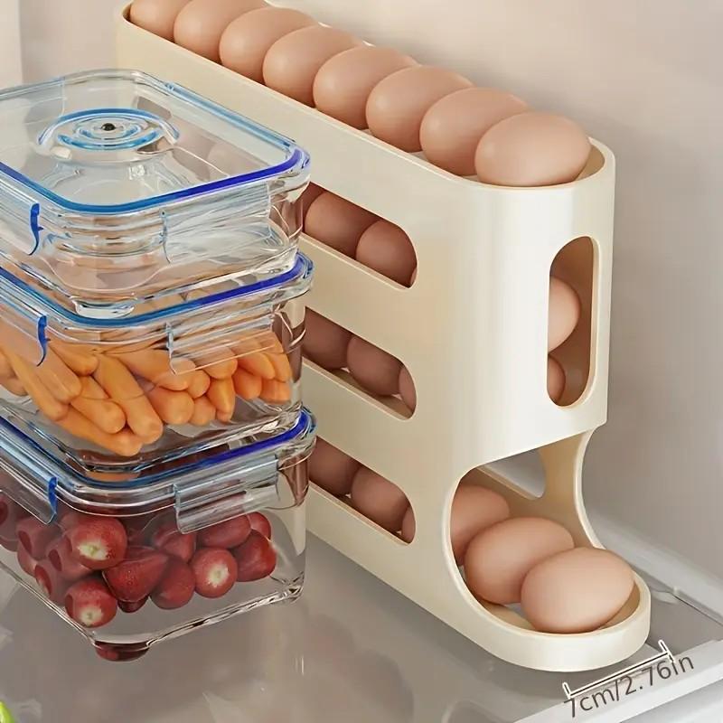 4 Tiers Fridge Egg Rack Automatic Rolling Egg Holder Storage Box Container Kitchen Refrigerator Egg Dispenser Fridge Organizer