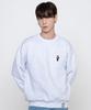 GRAVER [Unisex] Tattoo Dog Embroidered Perito Sweatshirt_Melange White