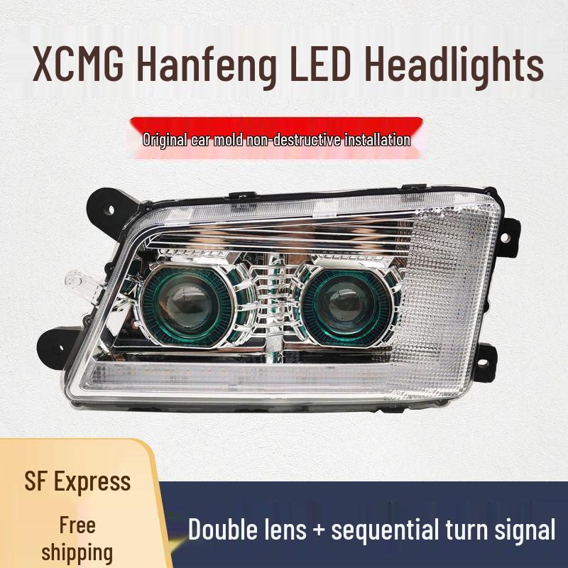 Super Bright LED Front Headlight with Laser Flowing Turn Signal for XCMG Hanfeng G7/G5/G9 Trucks Main Driver Left Luxury Flowing