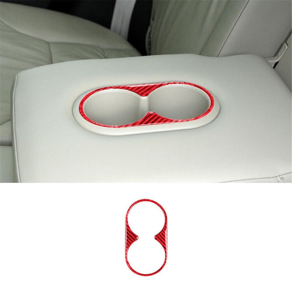Red Carbon Fiber Rear Center Cup Holder Cover Trim For Honda CRV CR-V 2012-2016