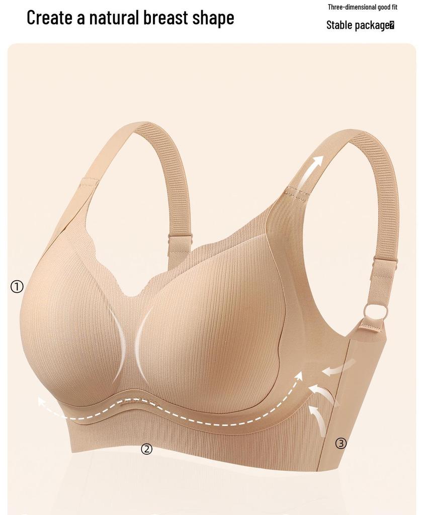 Seamless Push-Up Bra for Women - Anti-Sagging, Comfortable Fit, Side Support, Minimizing Effect.