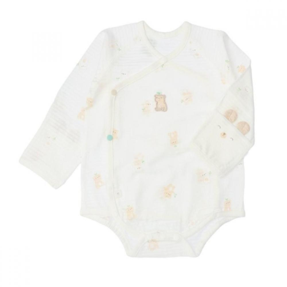 ABSORBA Organic Sprout Bear Romper With Bib +newborn Suit A1a10122 A1110614