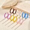 Fashion Minimalist Geometric Circle Huggie Hoop Earrings, Colorful Enamel Stainless Steel Small Hoops Jewelry for Women Ladies